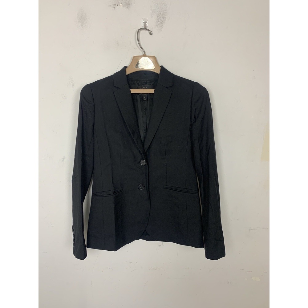 J Crew Womens Blazer 2 Black Career Office Wool Capsule Corporate Super‎ 120s